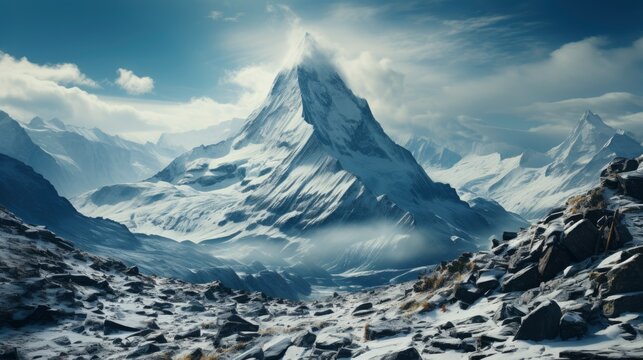 Snowy mountain peak close-up Winter summit view Macro , Background Image,Desktop Wallpaper Backgrounds, HD