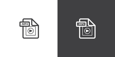 MP4 file format icon. Format information, Document icon, MP4 file document type simple black style symbol sign for apps and website, vector illustration
