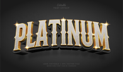 Platinum Text Effect Style. Editable Text Effect Style 3d Luxury Gold Silver Bling.