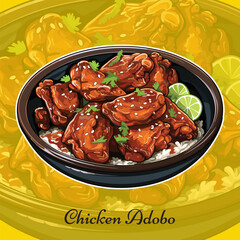 Realistic Vector Illustration of Chicken Adobo