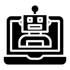 Fototapeta premium Solid Laptop chatbot icon