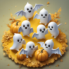 Cute ghosts,Happy Halloween day 