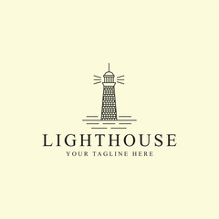 Lighthouse logo line art vector illustration template icon graphic design