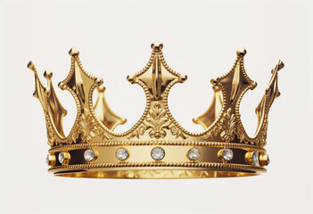 Golden crown isolated on a white background,3d rendering. - obrazy, fototapety, plakaty