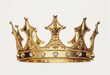 Fotobehang Golden crown isolated on a white background,3d rendering. © Emmy Ljs