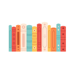Stack of books, bookshelf. Literature. World book day. Vector illustration in flat style