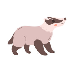 Cute badger. Woodland animal. Vector illustration in flat style