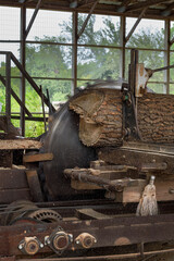Steam Saw Mill Powers Through Log