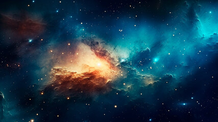 Fototapeta na wymiar A breathtaking view of blue galaxy, the wonders of the cosmos. Generative AI