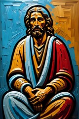 Fototapeta premium Photo of Jesus Christ oil painting made with Generative AI 