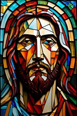 Photo of Jesus Christ oil painting made with Generative AI	