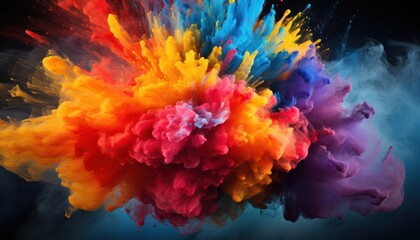 Fototapeta na wymiar Photo of a vibrant burst of colored powder on a dark background