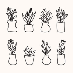 plant potted line art