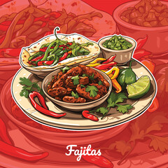 Realistic Vector Illustration of Fajitas