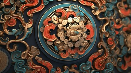 Chinese Oriental pattern background.Generative AI