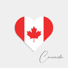 canada flag inside heart on gray background