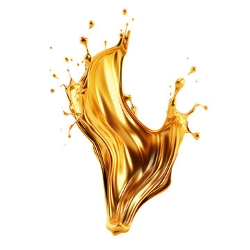 Abstract transparent liquid gold splash clipart