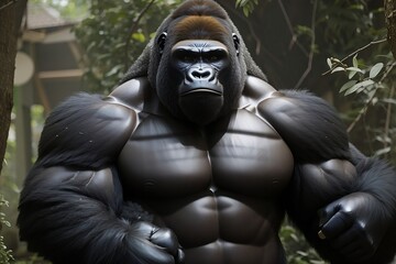 Fototapeta na wymiar gorilla with big muscle