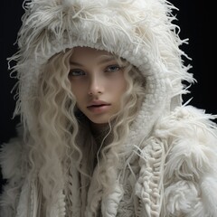 Fototapeta premium Winter snowy white theme woman portrait 