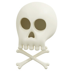 skull bone 3d icon halloween illustration
