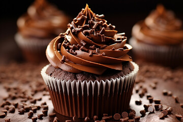 delicious cupcakes with chocolate
