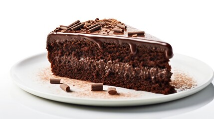 piece of cake with chocolate on plate