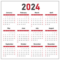 2024 Wall calendar in a minimalist style