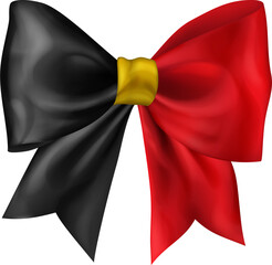 Big bow made of ribbon in Belgium flag colors