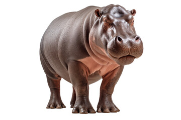 Obraz premium Hippo isolated on a transparent background. Animal front view portrait.
