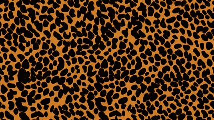 an animal print pattern with black spots on an orange background.  generative ai