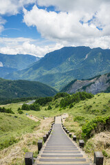 Fototapeta na wymiar Hike trail over the mountain in Hehuanshan at Taiwan