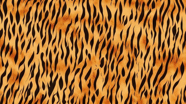  a tiger print pattern with black and orange stripes on it.  generative ai