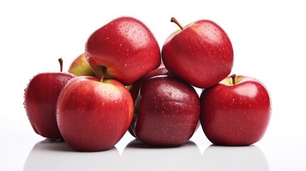 red apples with drops isolated on white background