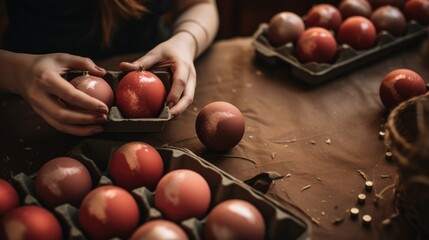 Repurposed and Upcycled Christmas Decor ideas. Christmas upcycled Crafts and DIY. Woman paints Upcycled Christmas matte painted ornaments, earthy tones baubles.