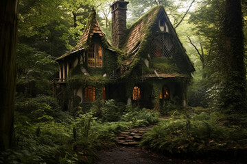 Fototapeta na wymiar Hidden House in the Woods