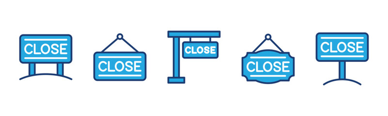 Close sign. Close hanging and board signs. Vector illustration