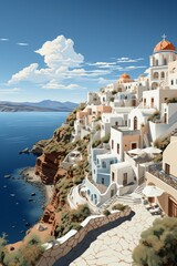 Santorini, Greece travel illustration