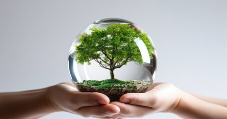 hands holding a green plant