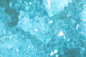 Blue Crystal Mineral Stone. Gems. Mineral crystals in the natural environment. Texture of precious...