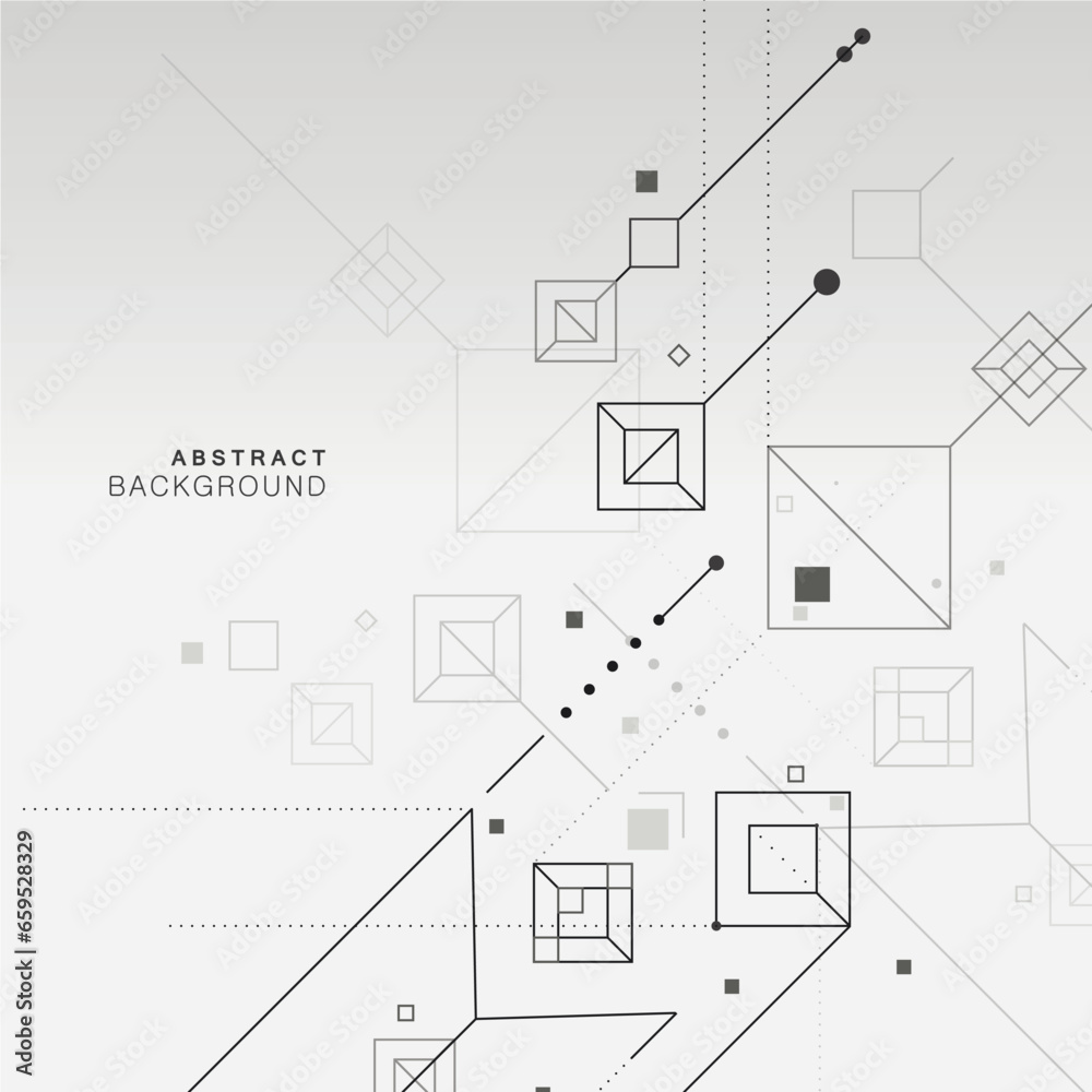 Poster Digital geometric tech elements. Abstract vector isometric background. Sample connectin dots and lines