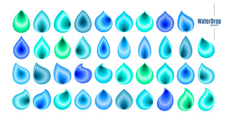 Collection of colorful flat liquid water drop logo icon design