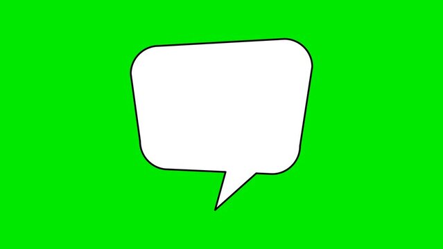 Animated white outlined speech bubble, chat balloon icon. Pictogram, comic book, illustration.