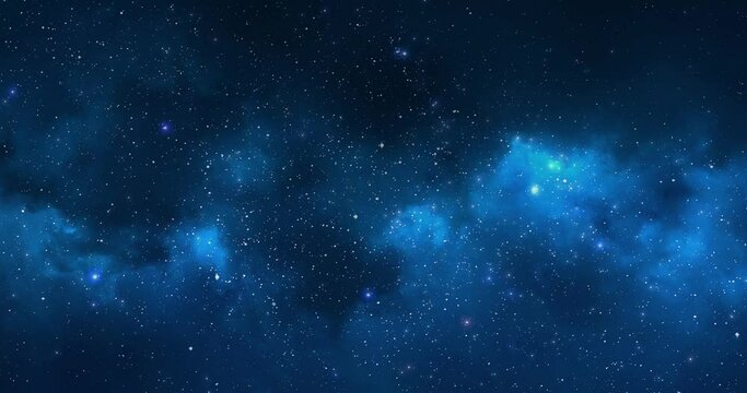 Animated dark galaxy view, stars, asteroids, milky way. Animation, space, universe, cosmos.