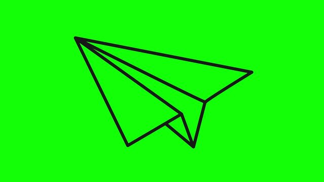 Animated outlined paper plane icon. Animation, pictogram, motion graphics.