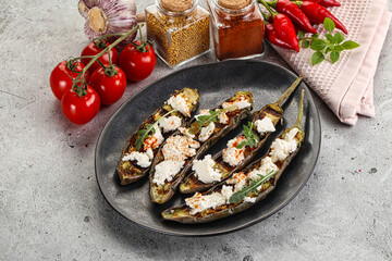 Grilled eggplant with feta cheese