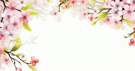 Fototapeta na wymiar pink cherry blossom border