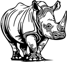 rhino illustration black and white | Silhouette of a rhinoceros svg 