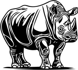 Fototapeta premium rhino cartoon isolated on white background | vector illustration of a rhinoceros 