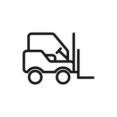 Line forklift icon vector.