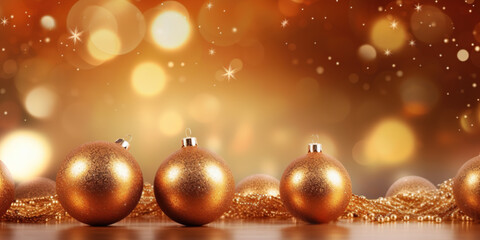 Fototapeta na wymiar Beautiful Christmas decoration background with golden balls and Christmas lights